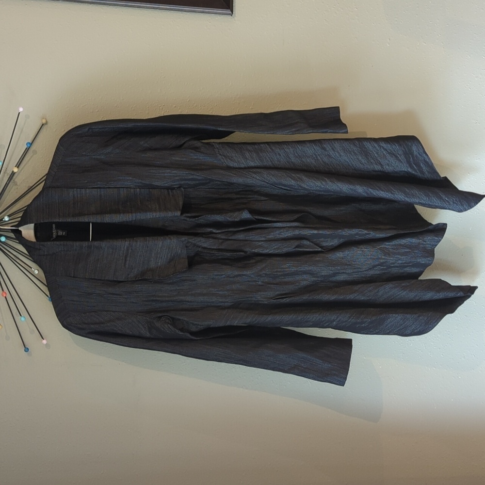 Eileen Fisher Petite Metallic Jacket Asymmetrical Bottom Size PM  Minimalist